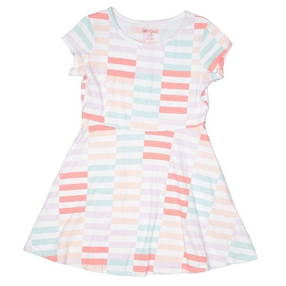 CAT&JACK - Short Sleeve Stripe A Line Dres… - Picture 1 of 2